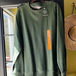 Men's Cozy Olive Crewneck Sweater with Soft Knit and Ribbed Cuffs
